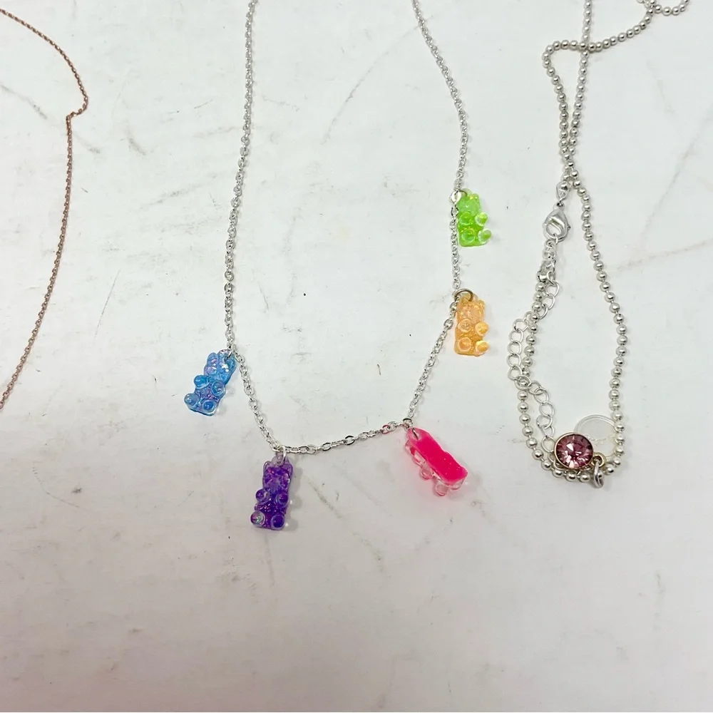 Girls Colorful Beaded and Chain Necklace lot